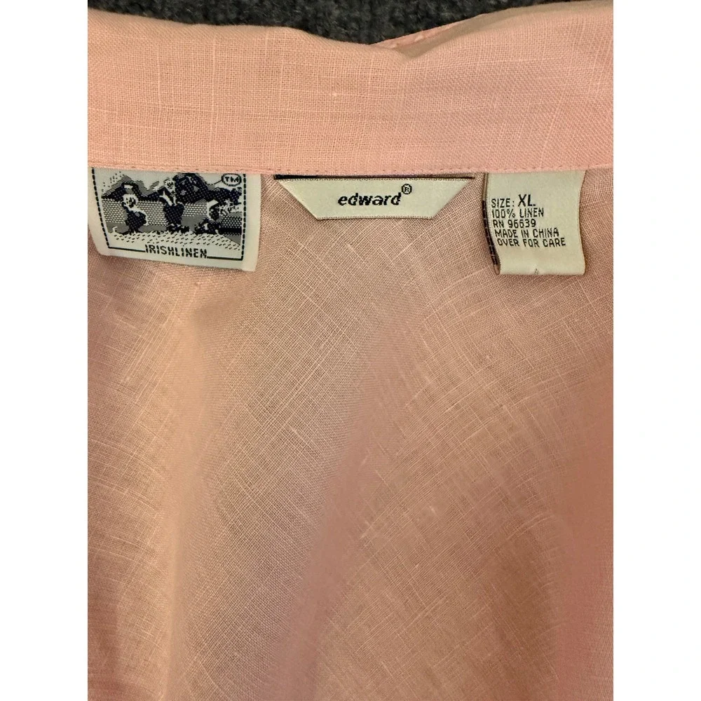 Edward Irish Linen Shirt Womens XL‎ Pink Sleeveless Button Down Quiet Luxury - Picture 6 of 11